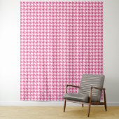 Roze Witte Houndstooth Geruite Ontwerp  Wandkleed (In situ)