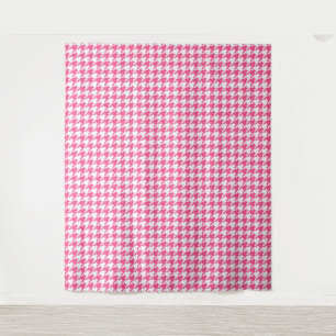 Roze Witte Houndstooth Geruite Ontwerp  Wandkleed