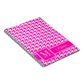 Roze Witte Houndstooth | Modern monogram Notitieboek (Rechterzijde)
