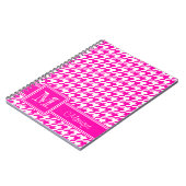 Roze Witte Houndstooth | Modern monogram Notitieboek (Linkerzijde)