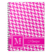 Roze Witte Houndstooth | Modern monogram Notitieboek (Voorkant)