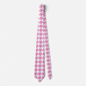 Roze & Witte Houndstooth stropdas (Voorkant)
