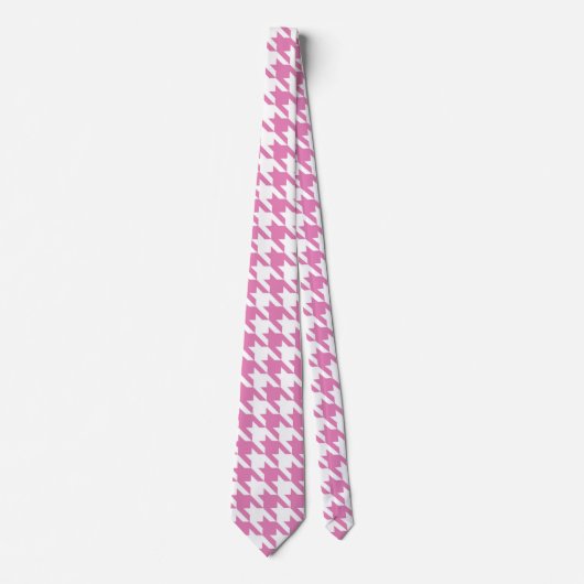 Roze & Witte Houndstooth stropdas (Voorkant)