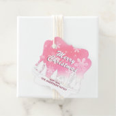 Roze Witte Huis Snowflakes Nieuwjaar Bedankjes Labels (In situ)