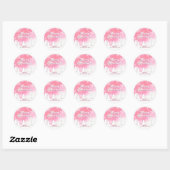 Roze Witte Huis Snowflakes Nieuwjaar Ronde Sticker (Vel)
