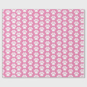 Roze Witte Huisdier Dog Paw Print Patroon Cadeaupapier (Vlak)
