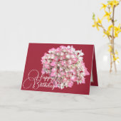 Roze/witte hydrangea Blush Happy Birthday Kaart (Gele Bloem)