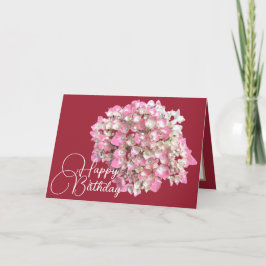 Roze/witte hydrangea Blush Happy Birthday Kaart