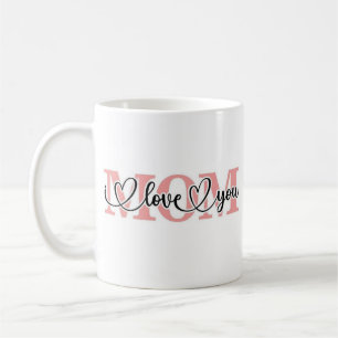 Roze witte I love you Moederdag mok voor mama