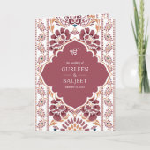 Roze Witte Ikat All in One Sikh Huwelijk (Voorkant)