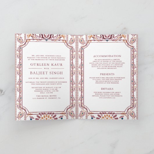 Roze witte Ikat Alles in één Sikh bruiloft (Binnen)