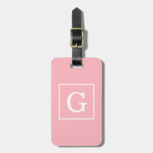 Roze witte Initiaal monogram Bagagelabel