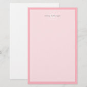 Roze witte Initiaal monogram Briefpapier (Voorkant / Achterkant)