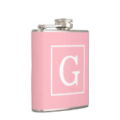 Roze witte Initiaal monogram Heupfles (Rechts)