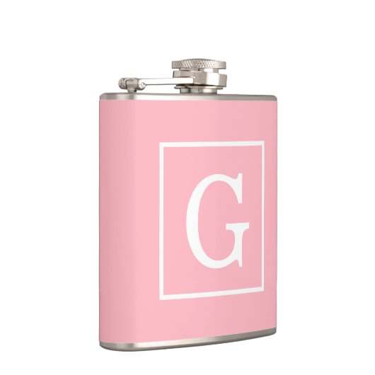 Roze witte Initiaal monogram Heupfles (Rechts)