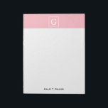 Roze witte Initiaal monogram Notitieblok<br><div class="desc">Roze en witte omhulde Initiaal Monogram Een stijlvolle, roze achtergrond met een witte omlijsting voor uw monogram, naam of andere tekst. U kunt de tekstdoopvont ook veranderen, de doopvontgrootte en de kleur veranderen, de tekst bewegen, enz. Als je dit ontwerp in andere kleuren zou willen zien, laat dan een email...</div>