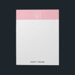 Roze witte Initiaal monogram Notitieblok<br><div class="desc">Roze en witte omhulde Initiaal Monogram Een stijlvolle, roze achtergrond met een witte omlijsting voor uw monogram, naam of andere tekst. U kunt de tekstdoopvont ook veranderen, de doopvontgrootte en de kleur veranderen, de tekst bewegen, enz. Als je dit ontwerp in andere kleuren zou willen zien, laat dan een email...</div>