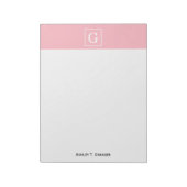 Roze witte Initiaal monogram Notitieblok (Linkerzijde)