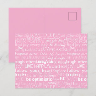 Roze witte Inspirerend woorden kerst Briefkaart