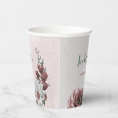 roze, witte & kaneelroos bloemen groen feest papieren bekers (Rechts)