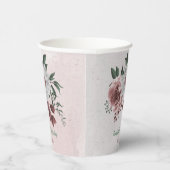 roze, witte & kaneelroos bloemen groenfeestje papieren bekers (Rechts)