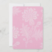  Roze Witte Kant Bloemen Romantische Huwelijk Kaart (Achterkant)