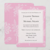  Roze Witte Kant Bloemen Romantische Huwelijk Kaart (Voorkant / Achterkant)