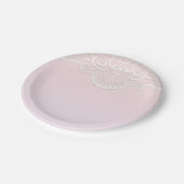 Roze, witte kant, religieus papieren bordje (Gekanteld)