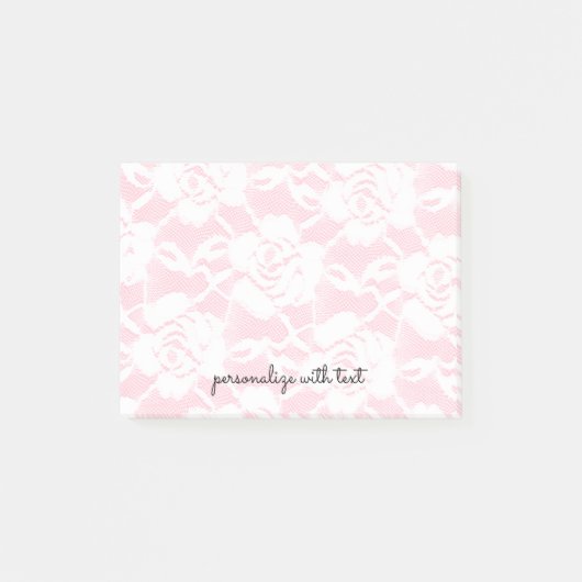Roze witte kant Rozen Floral Post-it® Notes (Voorkant)