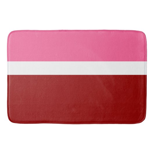 Roze Witte Karmozijnrode Kleurblok  Badmat (Voorkant)