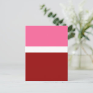 Roze Witte Karmozijnrode Kleurblok Briefkaart