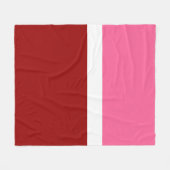 Roze Witte Karmozijnrode Kleurblok Fleece Deken (Voorkant (Horizontaal))