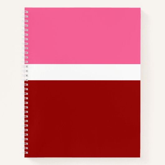 Roze Witte Karmozijnrode Kleurblok Notitieboek (Voorkant)