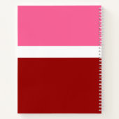 Roze Witte Karmozijnrode Kleurblok Notitieboek (Achterkant)
