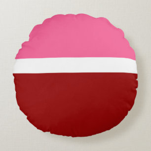 Roze Witte Karmozijnrode Kleurblok Rond Kussen