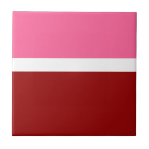 Roze Witte Karmozijnrode Kleurblok Tegeltje