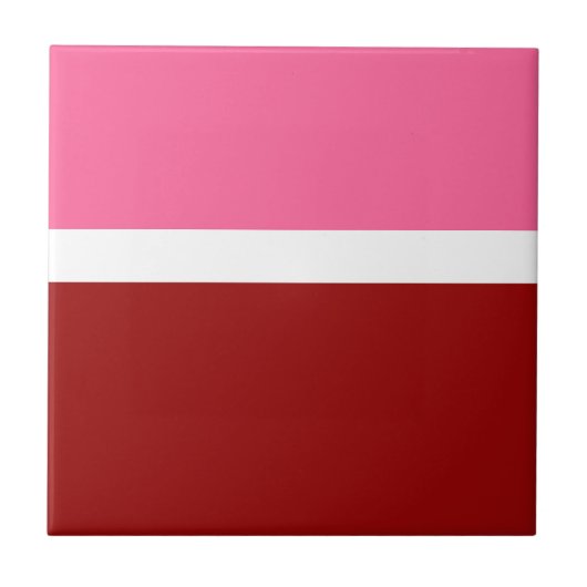 Roze Witte Karmozijnrode Kleurblok  Tegeltje (Voorkant)
