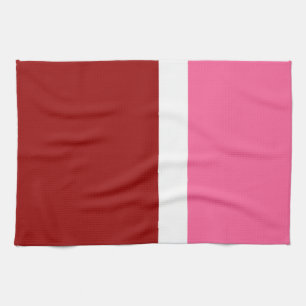 Roze Witte Karmozijnrode Kleurblok Theedoek