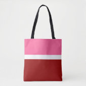 Roze Witte Karmozijnrode Kleurblok  Tote Bag (Voorkant)