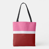 Roze Witte Karmozijnrode Kleurblok  Tote Bag (Achterkant)
