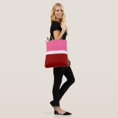 Roze Witte Karmozijnrode Kleurblok  Tote Bag (Op model)
