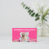 Roze witte kat Dog Pet Visitekaartje (Staand voorkant)