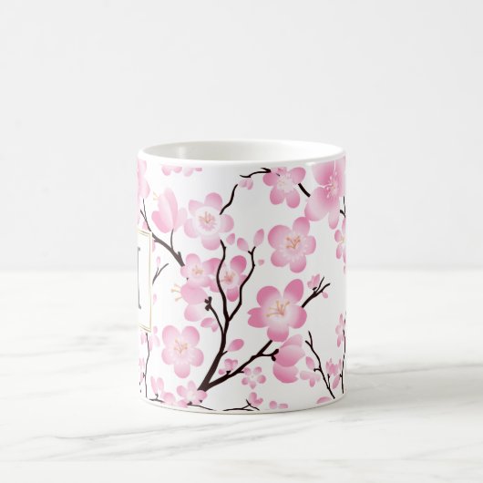 roze witte kerry bloesem initiaal aanpasbare mok (Center)