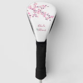 Roze witte kers bloesem monogram golfheadcover (Voorkant)