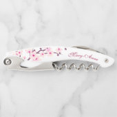 Roze witte kers bloesems monogram ovenkurken kurkentrekker (Voorkant)