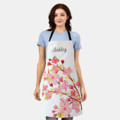 Roze Witte Kersenbloesem Bloemen Chic Schort (Gedragen)