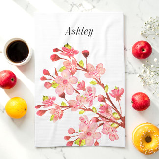 Roze Witte Kersenbloesem Bloemen Chic Theedoek