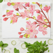 Roze Witte Kersenbloesem Bloemen Chic Theedoek (Gevouwen)
