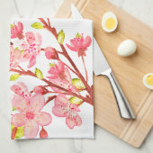 Roze Witte Kersenbloesem Bloemen Chic Theedoek (Quarter Fold)
