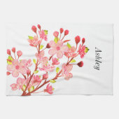 Roze Witte Kersenbloesem Bloemen Chic Theedoek (Horizontaal)
